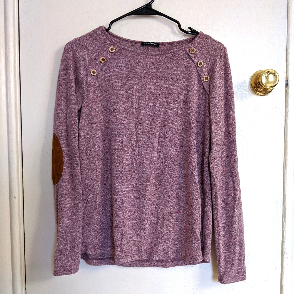 Pink Clover long sleeve with elbow patches